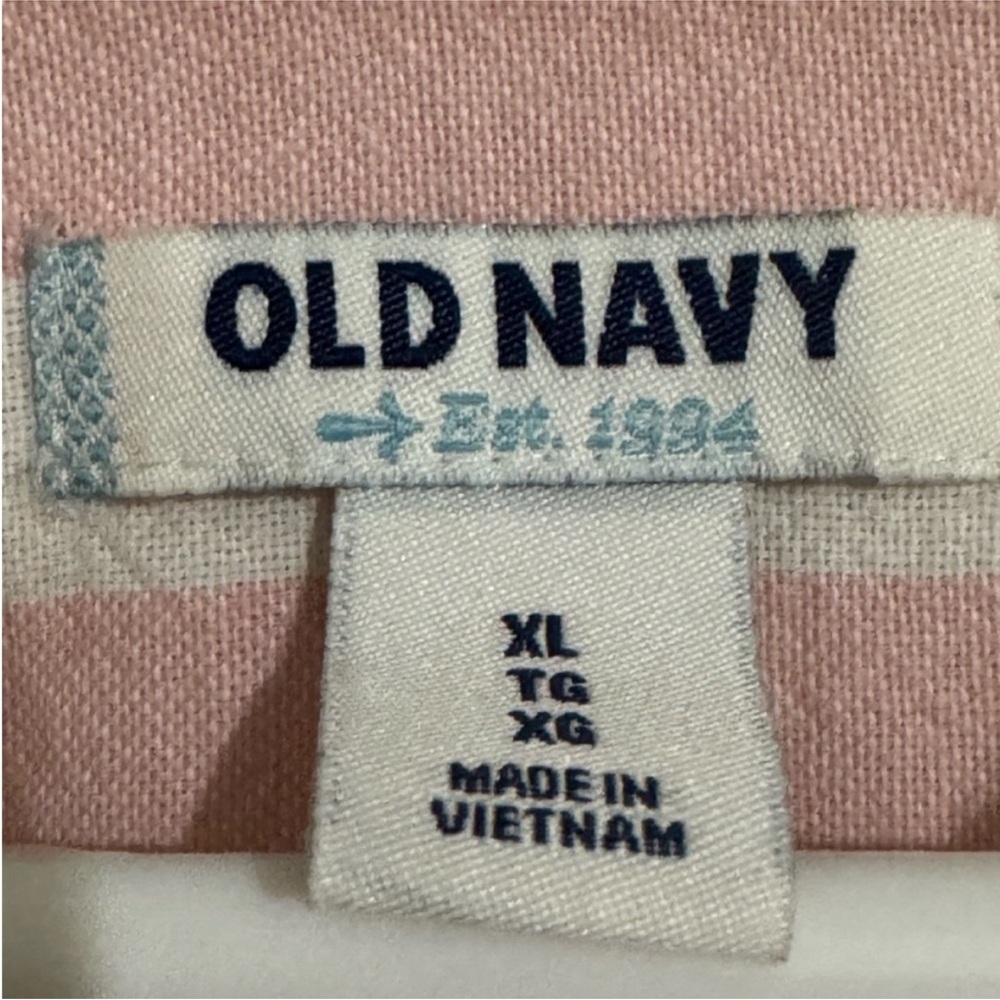Old Navy Pink and White Striped Button-Down Shirt - Picture 3 of 3